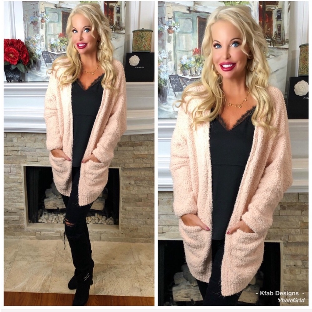 💕LAST 1! Blush Oversized Fuzzy Pocket Cardigan! - Picture 6 of 6
